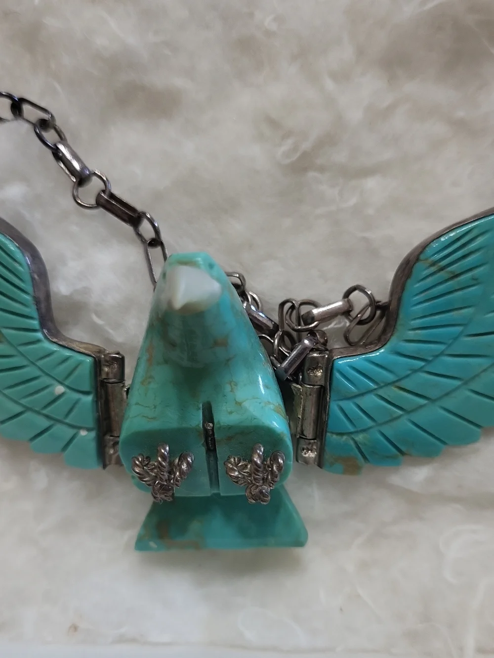 Vintage F. Tom Sterling Turquoise Eagle Necklace
